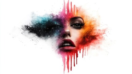 478. Watercolor portrait of a cosmic wanderer with starry reflections in their eyes on an absolutely white background.