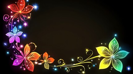 Colorful Floral Frame on Dark Background (1)