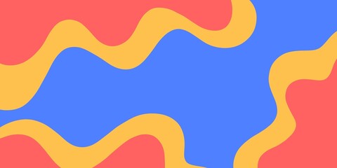 Aesthetic background illustration of blue, orange, and yellow waves