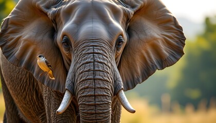 Majestic elephant captured in close-up with blurred background highlighting its size