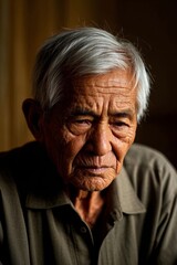 Obraz premium arafed old man with white hair and a green shirt