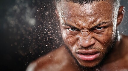 A boxer gritting his teeth after taking a powerful punch