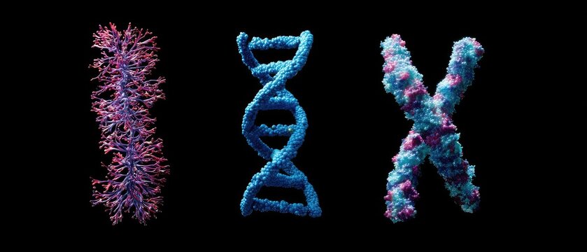 DNA chromosome forensic concept DNA strands represented in a creative visual format.