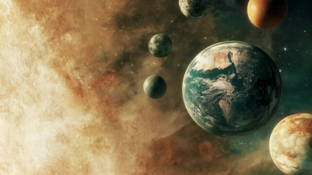 Exploration of the Solar System Showcasing Earth and Its Neighboring Planets in Vibrant Cosmic Scenery. Generative AI