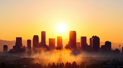 A cityâ€™s skyline barely visible due to excessive air pollution