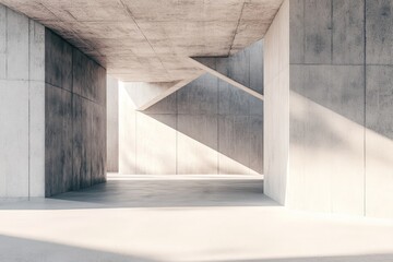 Obraz premium Interior concrete structure illuminated by natural light.