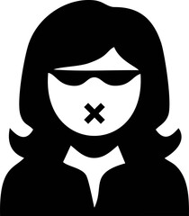 Woman with Muted Mouth, Silhouette Icon