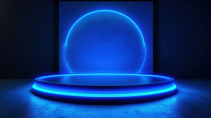 Neon blue circle stage