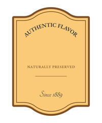 Vintage golden food Label template. For snacks, preserves, homemade jams, organic honey, baked goods, traditional sauces and food products