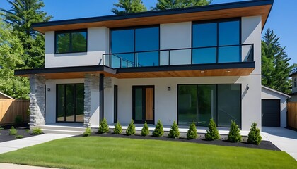 Obraz premium Elegant Close-Up View of a Contemporary Residential House
