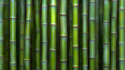 Close-Up View of Vibrant Green Bamboo Stems in a Natural Setting