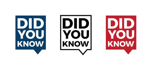 did you know with speech bubble sign on white background, web banner, idea box, quote for interesting fact. logo, typography, symbol, poster, sticker, latest vector design, isolated illustration.
