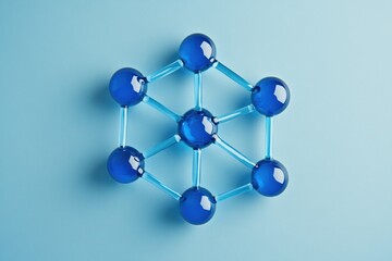 Molecular Structure of Blue Atoms on Background