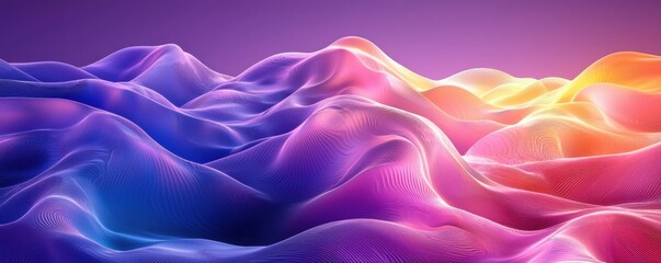 Obraz premium Colorful Abstract Waves in a Smooth Flow on a Purple Background