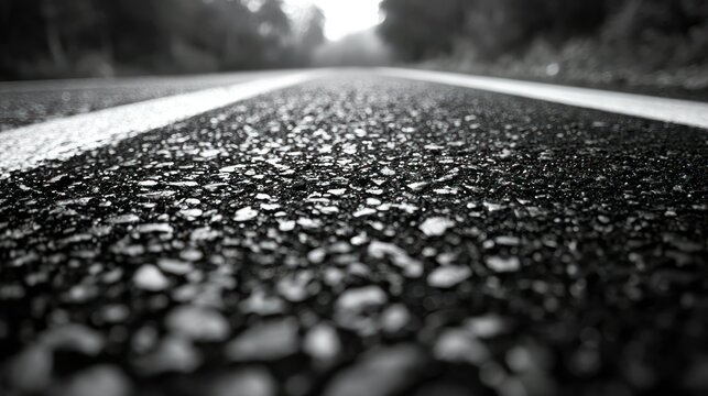 Fototapeta Asphalt Road Texture: A Black and White Perspective