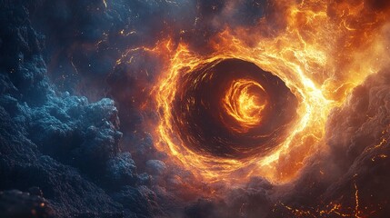 Cosmic Industrial Fusion: Steel Splatter Frozen as Nebula-like Particle Clusters, Molten Iron Forms Luminous Vortex. Deep Space Blue Contrasts Lava Orange, Metallic Oxidation Texture Overlay. Abstract