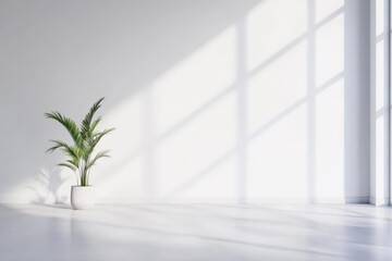 Bright empty room with plant