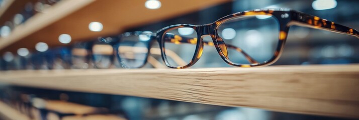 Modern Optic Shop Displaying a Range of Eyeglasses on Store Shelves