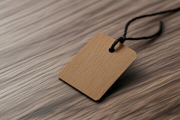 Blank tag with string on wood