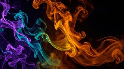 Fototapeta premium Colorful Smoke Flowing on Dark Background Abstract Design