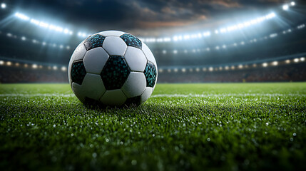 Obraz premium Soccer Ball Stadium Night 3D Render