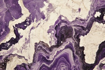Intricate patterns of purple and cream colored stone surface.
