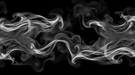 Abstract White Smoke Flowing on Black Background