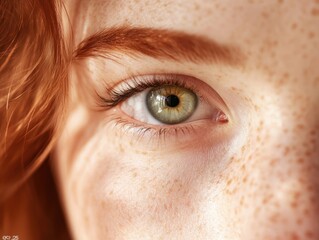 Close-up view of an eye with freckles