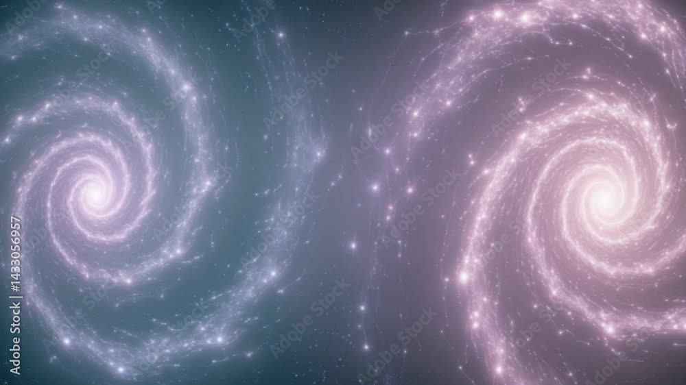 Poster exploring the beauty of swirling galaxies with captivating light patterns and colors