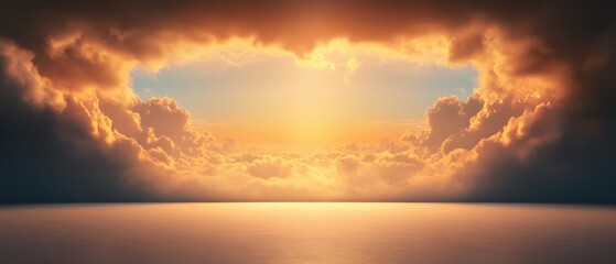 Golden sky with clouds