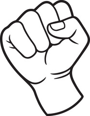 fist punching line art, black outline, vector and illustration, coloring book page line art drawing