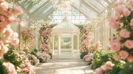 Fototapeta premium Rose garden gazebo wedding ceremony