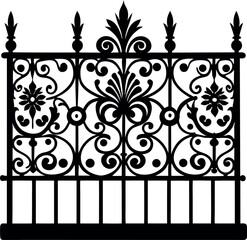 Ornate Balcony Fence Silhouette Vector
