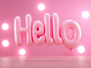 Pink hello balloon letters