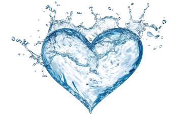 water heart shape splash isolated on white background.