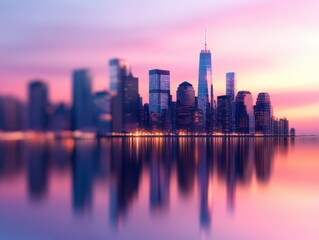 Obraz premium Cityscape view at sunset