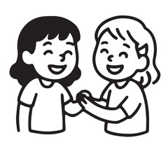 Hand Drawn Black and White Icons of Kids Social Interaction Activities
