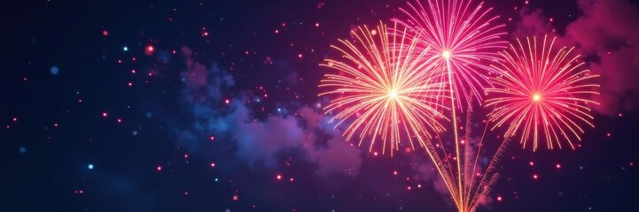 Fototapeta premium Fireworks burst into a kaleidoscope of colors, fireworks, pattern