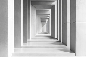 Obraz premium Modern, light-filled corridor with receding perspective.