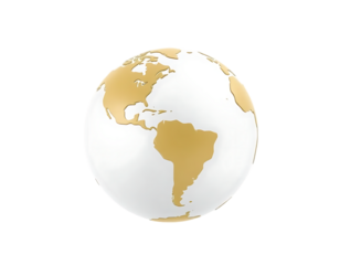 3D Earth Globe with Gold Landmasses