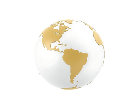 3D Earth Globe with Gold Landmasses