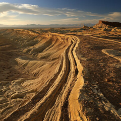 Wind erosion uncovers earth's layers and textures unveiling a long history of geological changes 