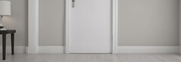 Crisp white modern interior door, sleek handle closed ,  photography,  furniture