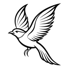 Bird in Flight Outline Elegant Monochrome Design of a Flying Bird with Detailed Wing