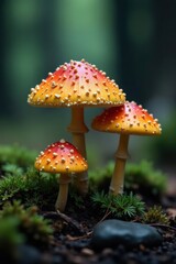 Dark patterned mushrooms in the undergrowth, patterned, fungi, dark