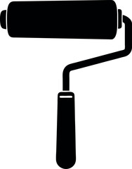 Paint Roller Silhouette Vector – Simple Black Painting Tool Illustration