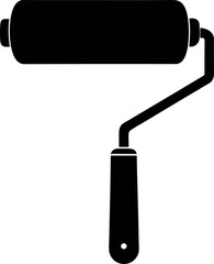 Paint Roller Silhouette Vector – Simple Black Painting Tool Illustration