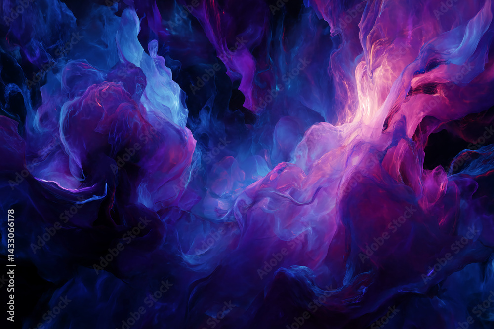 Poster abstract image of swirling purple and blue hues creating a dynamic, ethereal effect, symbolizing ene