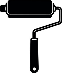 Paint Roller Silhouette Vector – Simple Black Painting Tool Illustration