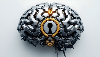 Brain with Key Lock - Symbolizing Autism and the Complexity of Decoding the Neurodivergent Mind